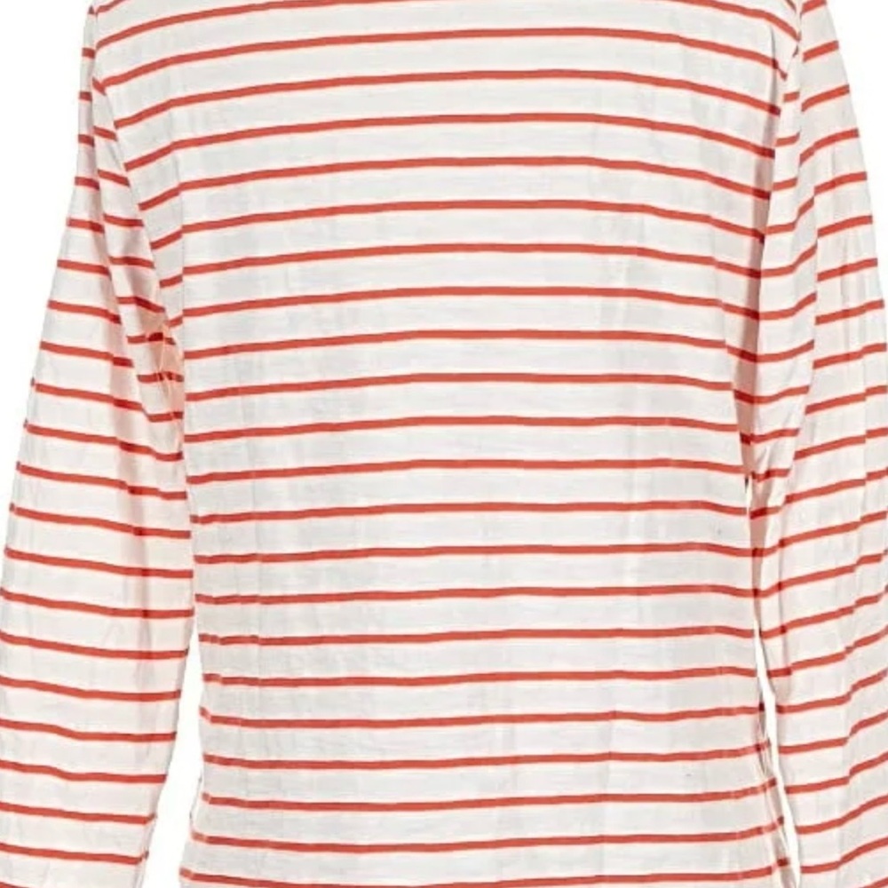 J. Crew Factory Cream and Red Striped Long Sleeve Tee